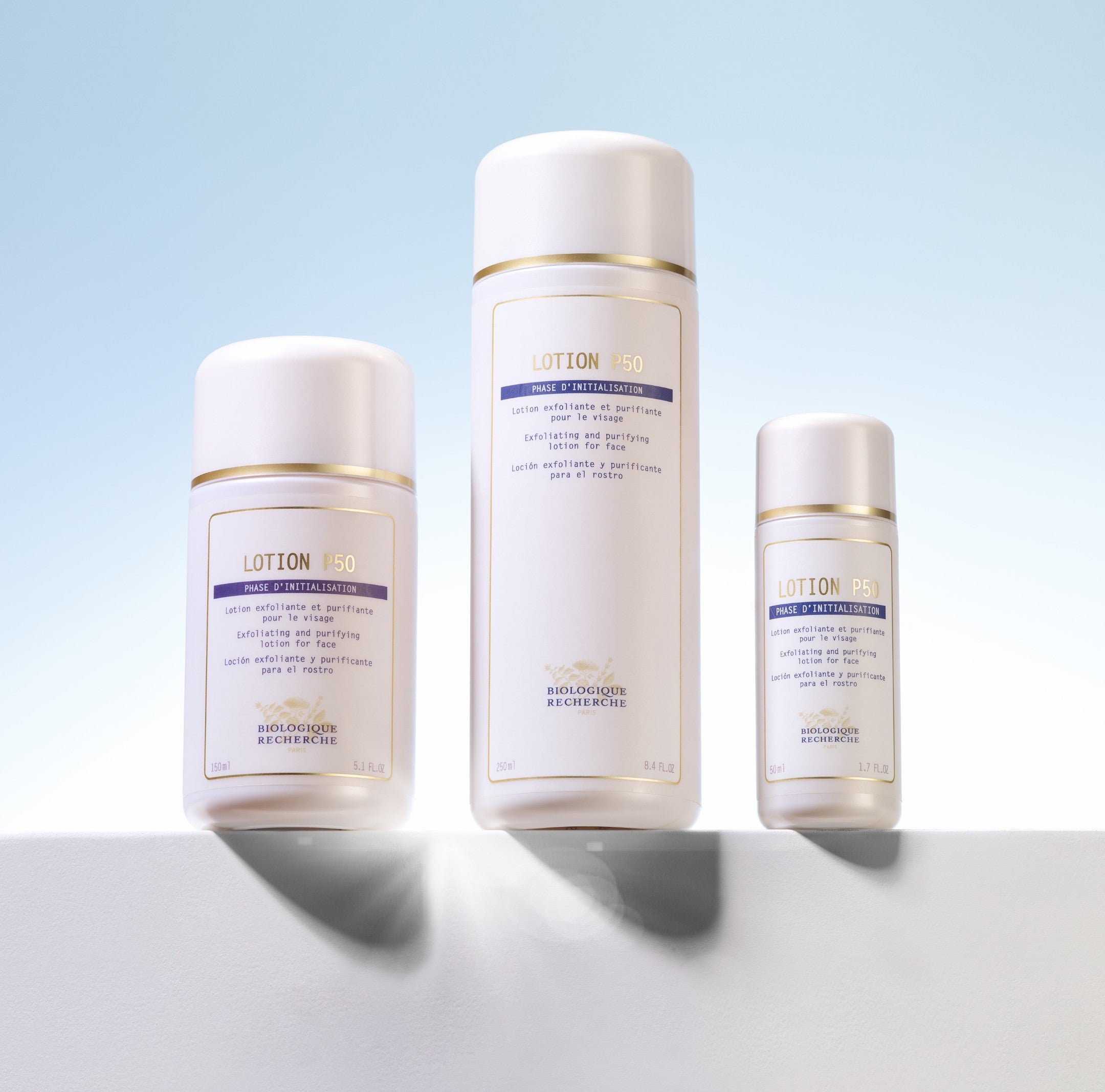 Biologique Recherche Lotion P50 displayed with the Masque skincare range